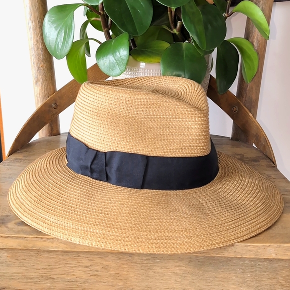NWOT Eric Javits Phoenix Fedora Hat Natural Black UPF 50+ Sun Protection - Picture 2 of 15
